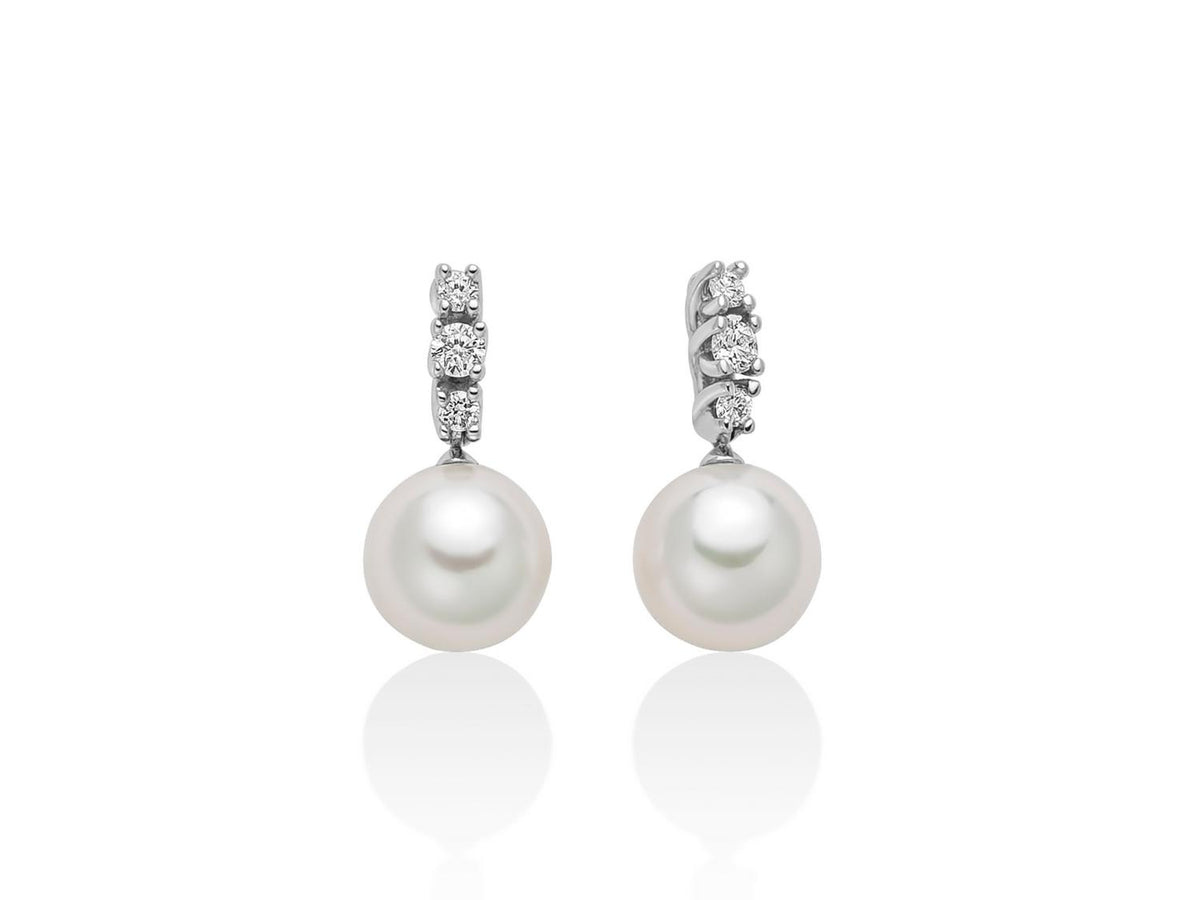 Miluna Orecchini in oro bianco 18 kt con perle Akoya Antiqua Special Selection 7,5-8 mm e diamanti naturali ct 0,152 - PER2694