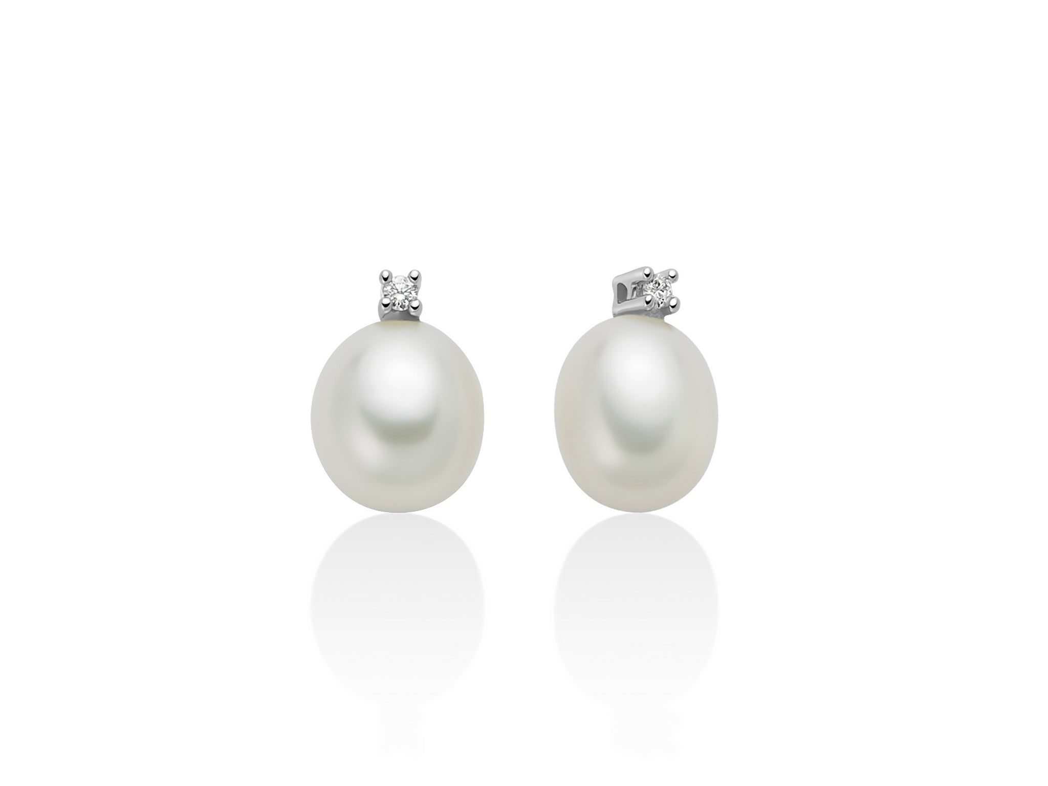 Orecchini Miluna di perle oriente e diamanti, in oro bianco 18kt - PER2792