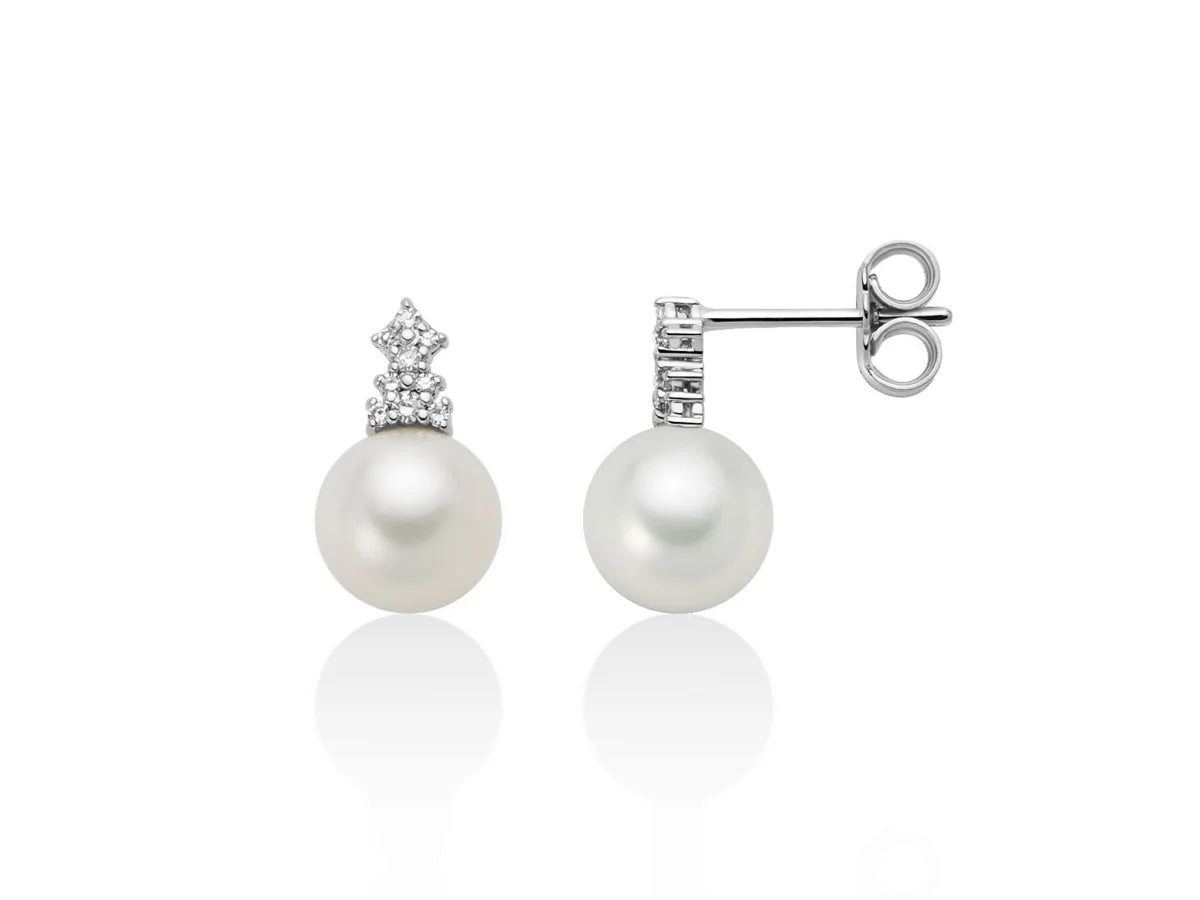 Orecchini Miluna di perle freshwater 7.5-8mm, oro bianco 18kt e diamanti - PER2815