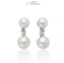 Orecchini Miluna in argento, collezione Andromeda con due perle Oriente e topazi bianchi - PER2889