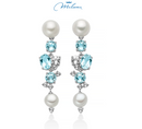 Orecchini Miluna pendenti in argento, collezione Celestia con perle Oriente e Gemma del Cielo - PER2964