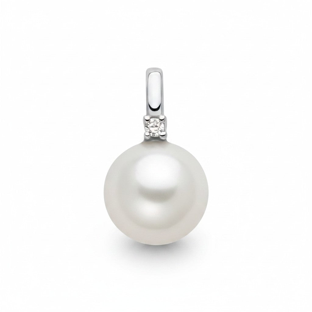 Pendente Miluna Perla e Diamante in Oro Bianco 18 kt, 7-7.5mm - PFD969