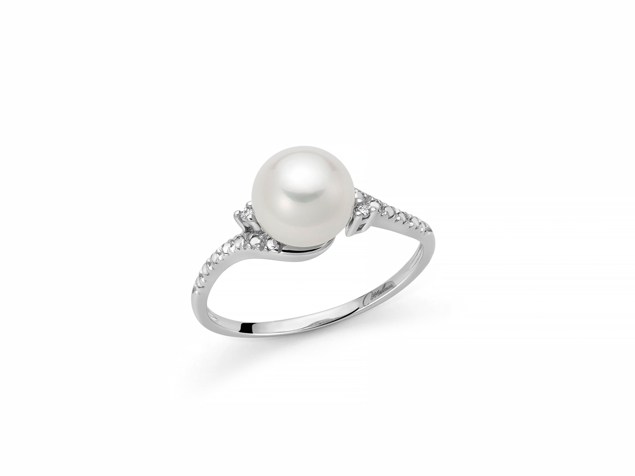 Anello Miluna in oro bianco 18KT, diamanti e perla oriente - PLI1665