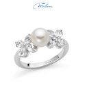 Anello Miluna in argento, COLLEZIONE Anastasia con perla Oriente e topazi taglio goccia - PLI1749M16