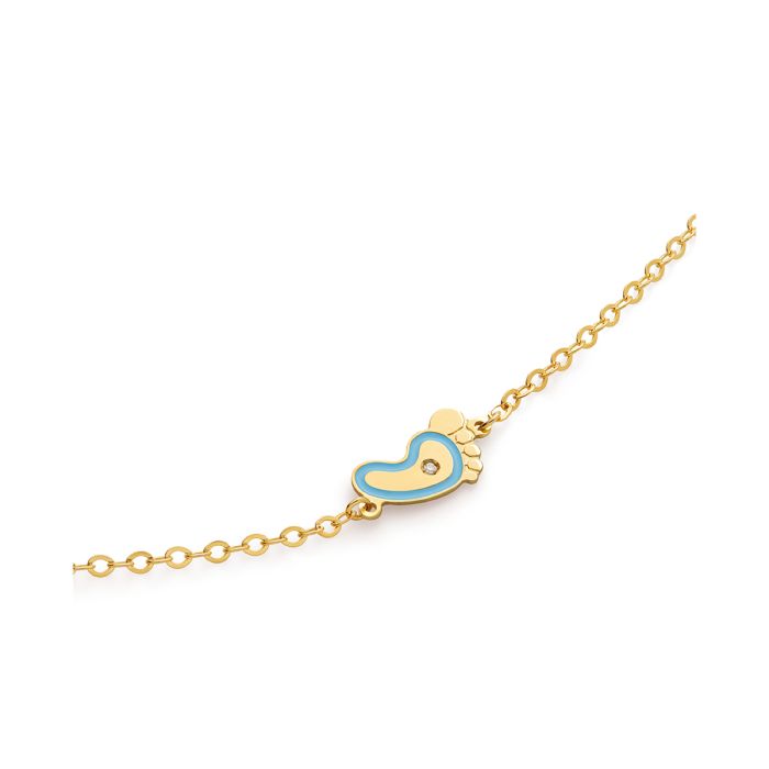 Bracciale le bebè primegioie Lucciole in oro giallo 9kt piedino azzurro e diamante - PMG204