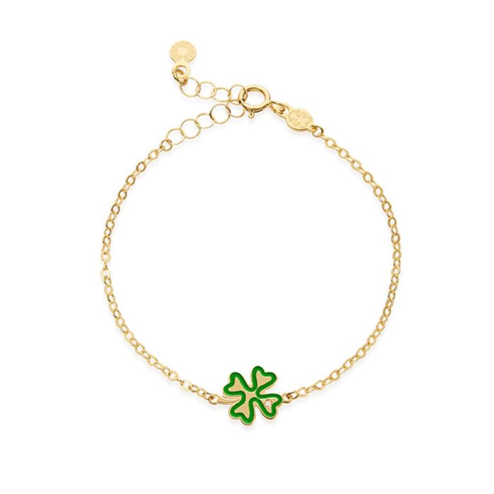 Bracciale le bebè primegioie Scintille in oro giallo 9kt, quadrifoglio verde e diamante - PMG210