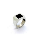 Anello Spadarella in argento, uomo,  con pietra quadrata, pasta di onice nero - PSAN108P