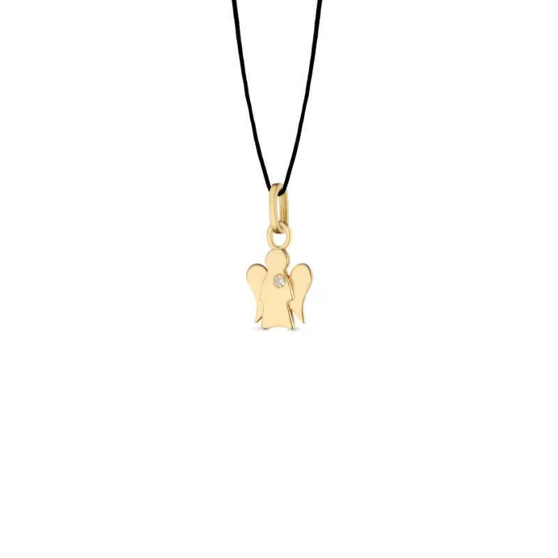 COLLAR ROBERTO GIANNOTTI CON COLGANTE ÁNGEL CHARM EN ORO AMARILLO DE 9KT Y DIAMANTE - PZ657