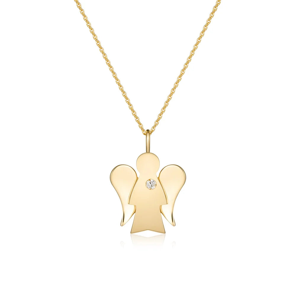 COLLAR ROBERTO GIANNOTTI CON COLGANTE ÁNGEL CHARM EN ORO AMARILLO DE 9KT Y DIAMANTE - PZ657
