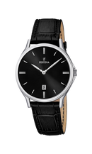 Orologio da uomo Festina Classics, quarzo quadrante nero e cinturino in pelle, 39mm - F16745/5