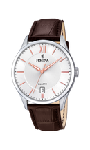 Orologio da uomo Festina Classics, quarzo quadrante bianco e cinturino in pelle marrone, 43mm - F20426/4