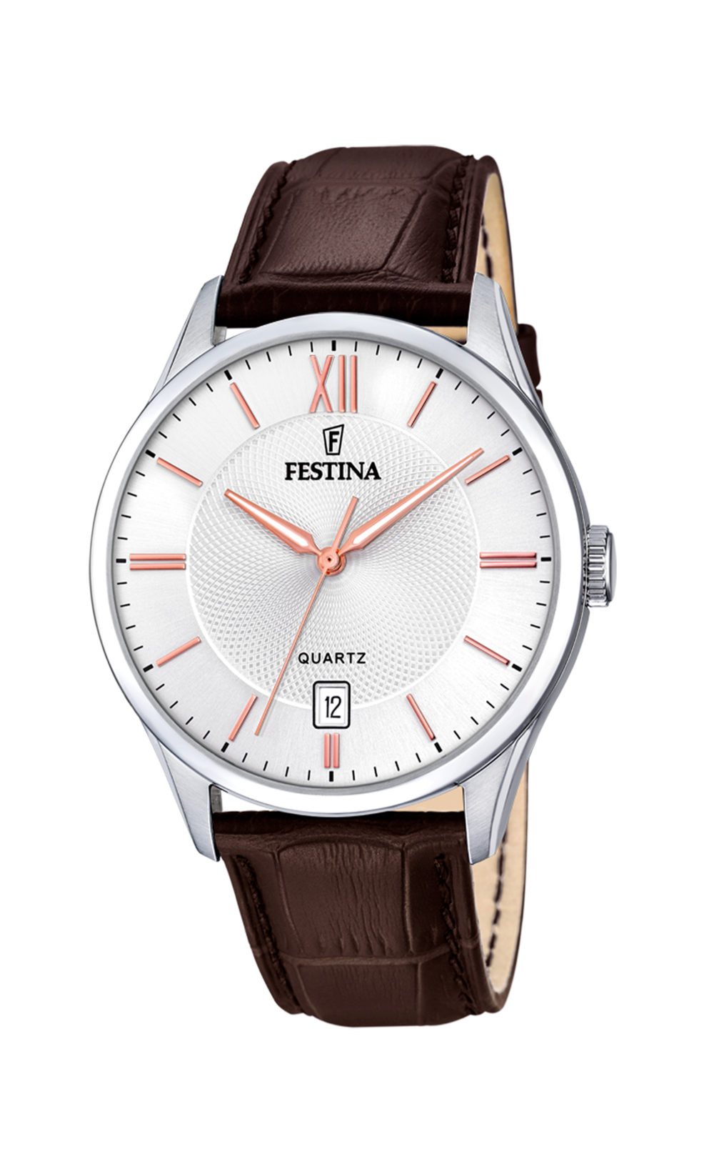 Orologio da uomo Festina Classics, quarzo quadrante bianco e cinturino in pelle marrone, 43mm - F20426/4