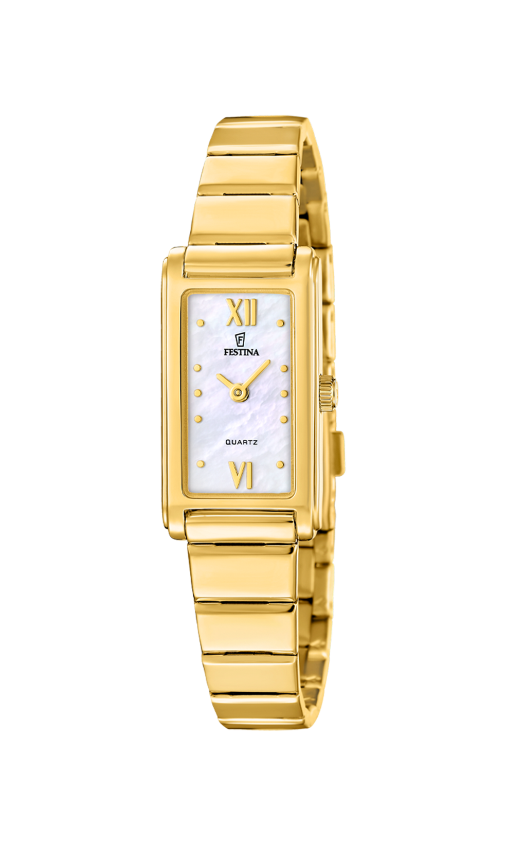 Orologio da donna Festina Mademoiselle, bracciale PVD oro, movimento quarzo, quadrante rettangolare madreperla, 17mm - F20768/1