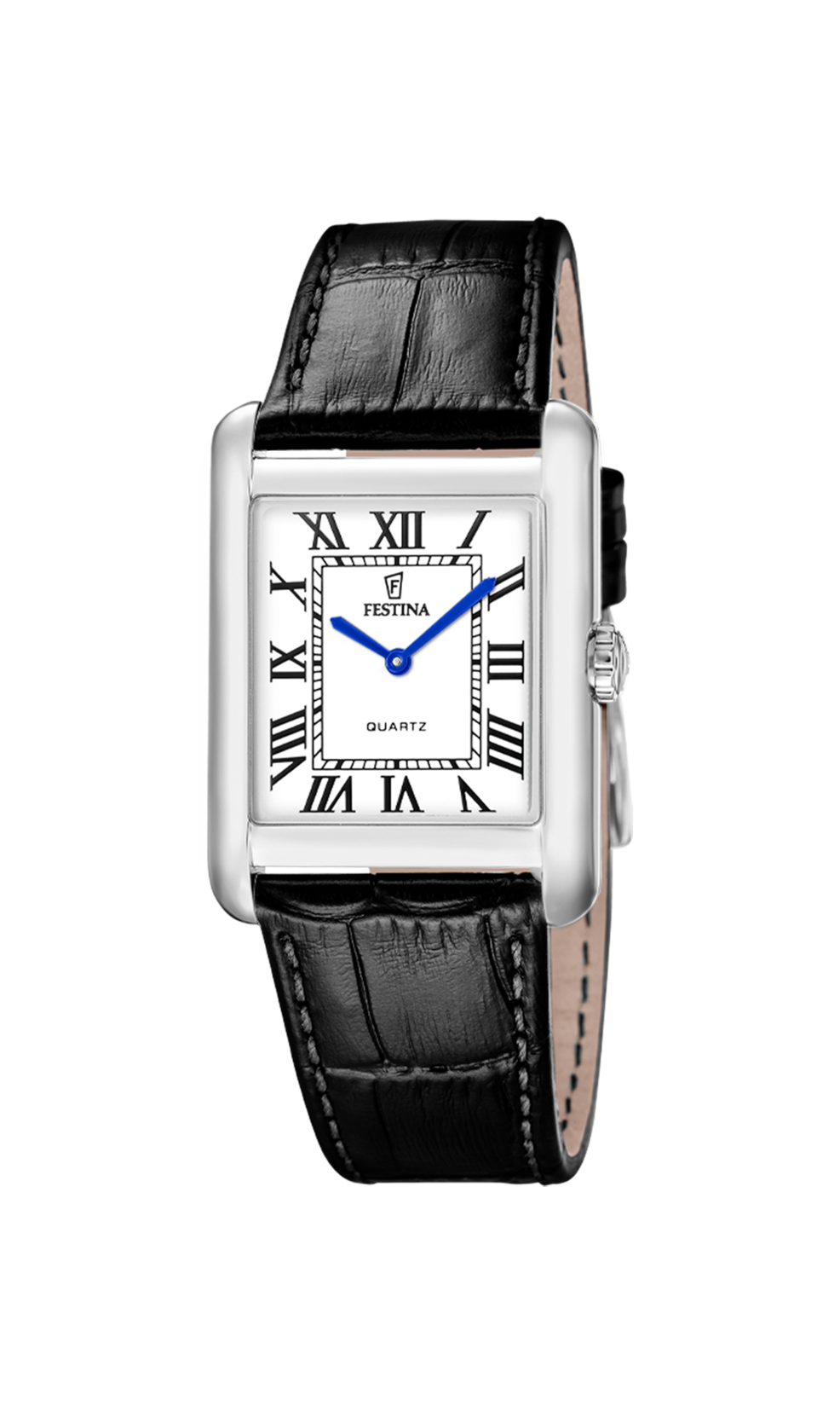 Orologio Festina On The Square da uomo, grigio cinghia pelle, quarzo quadrante rettangolare bianco, 30mm - F20771/1