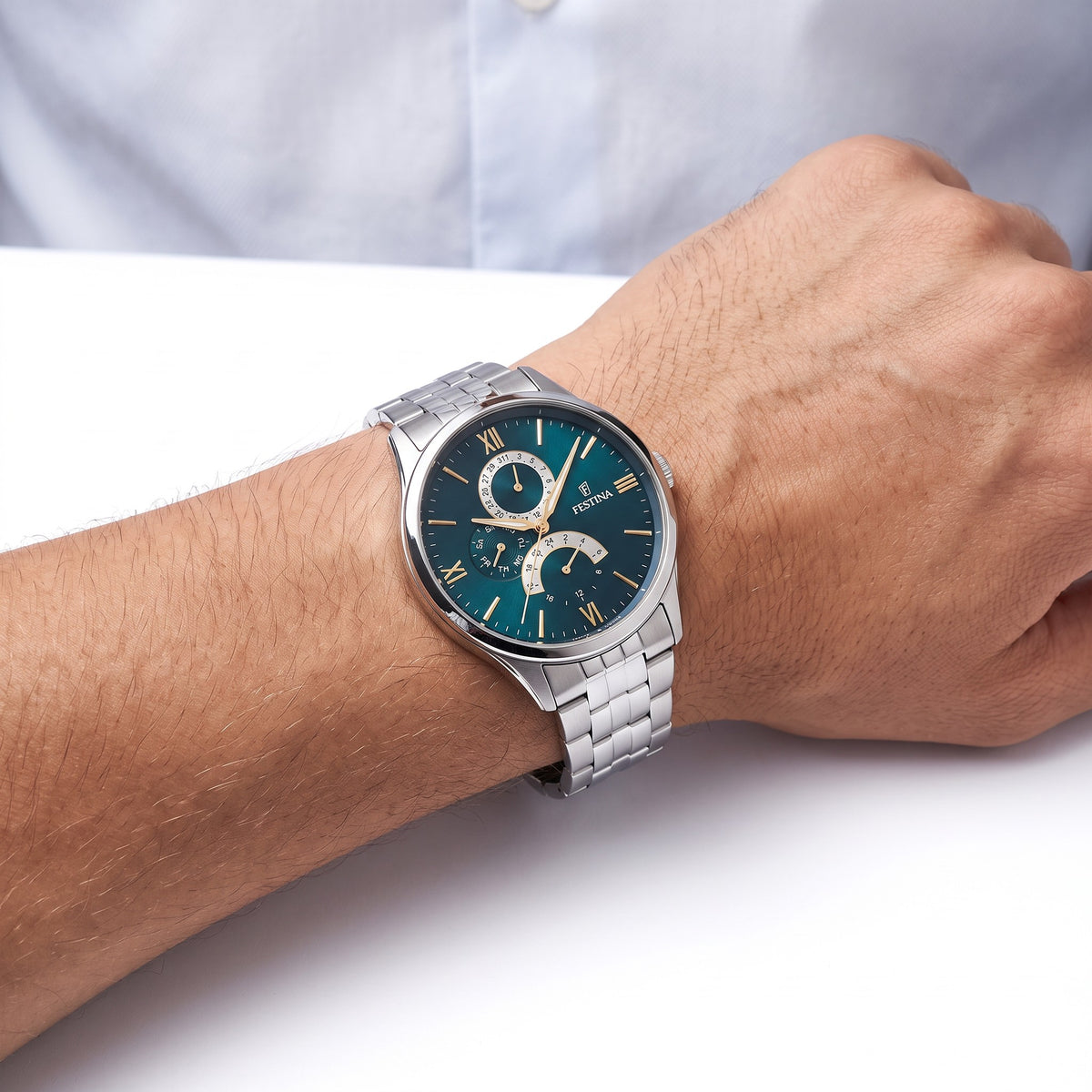 Orologio da uomo Festina Classics, quarzo quadrante azzurro, 43mm - F16822/A