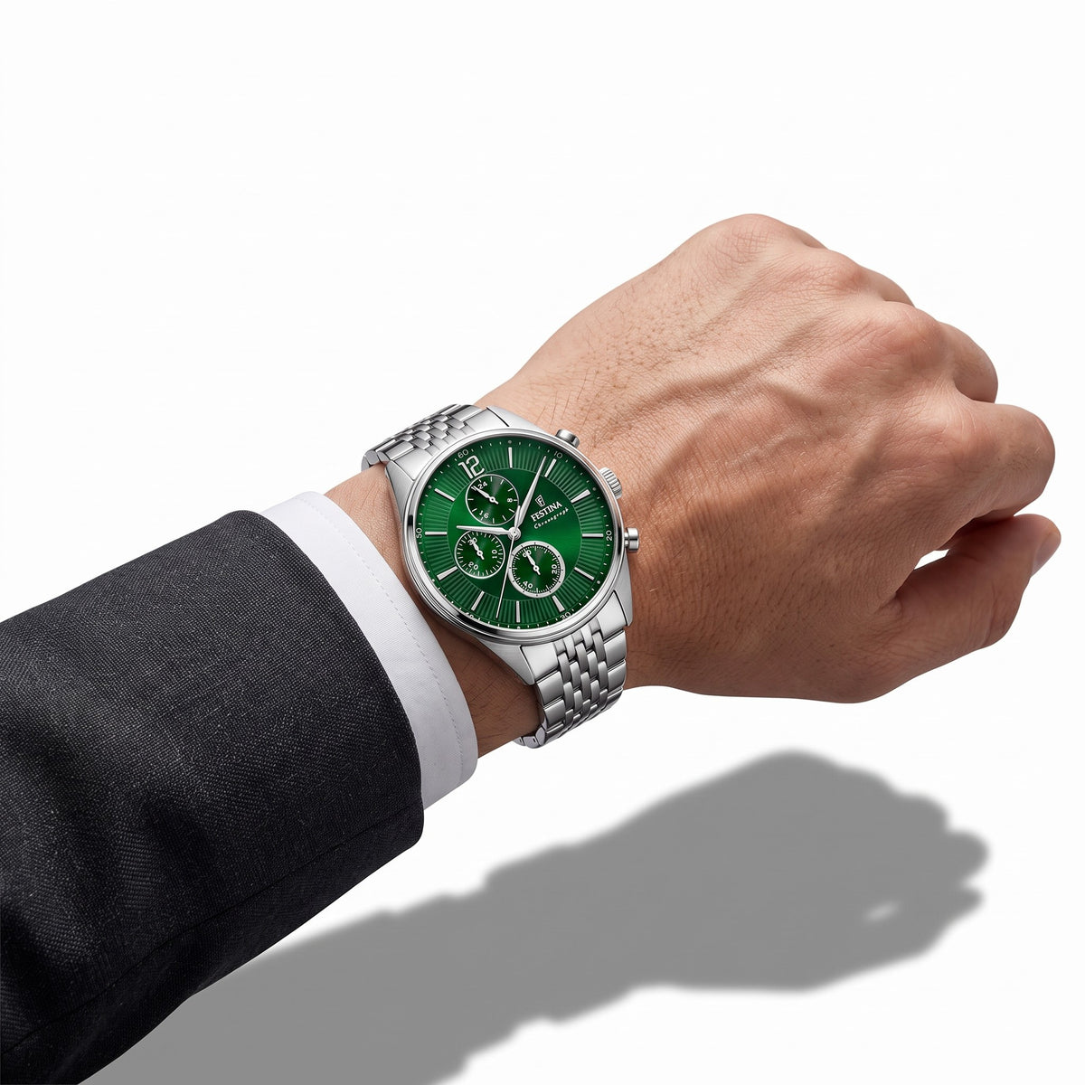 Orologio da uomo Festina Timeless Chronograph, quarzo quadrante verde, 41.5mm - F20285/8