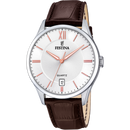 Orologio da uomo Festina Classics, quarzo quadrante bianco e cinturino in pelle marrone, 43mm - F20426/4