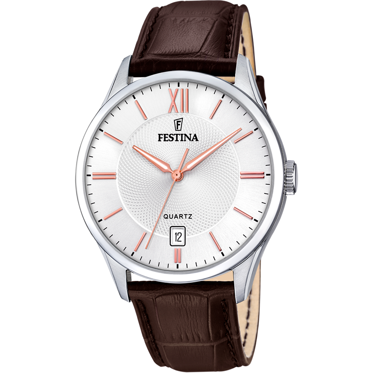 Orologio da uomo Festina Classics, quarzo quadrante bianco e cinturino in pelle marrone, 43mm - F20426/4