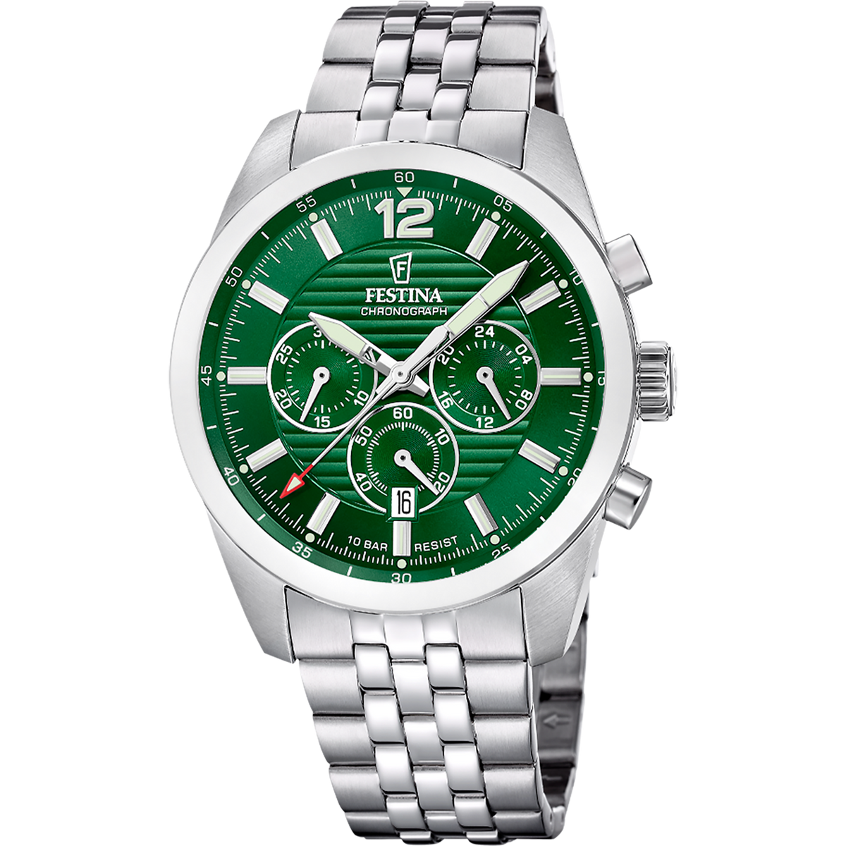 Orologio da uomo Festina Timeless Chronograph, quarzo quadrante verde, 44mm - F20742/2