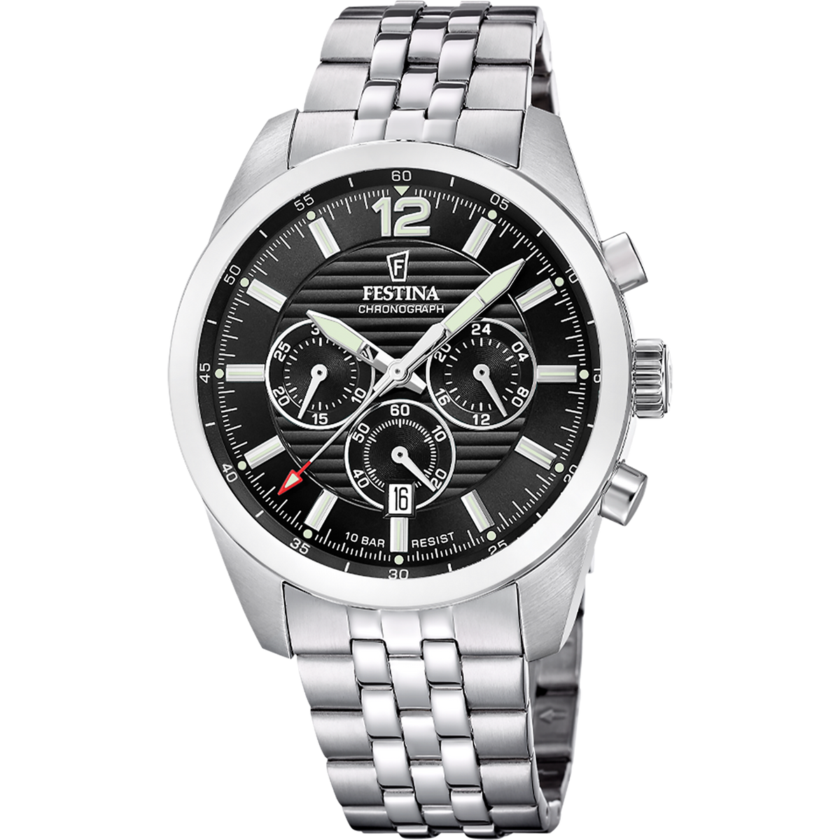 Orologio da uomo Festina Timeless Chronograph, quarzo quadrante nero, 44mm - F20742/3