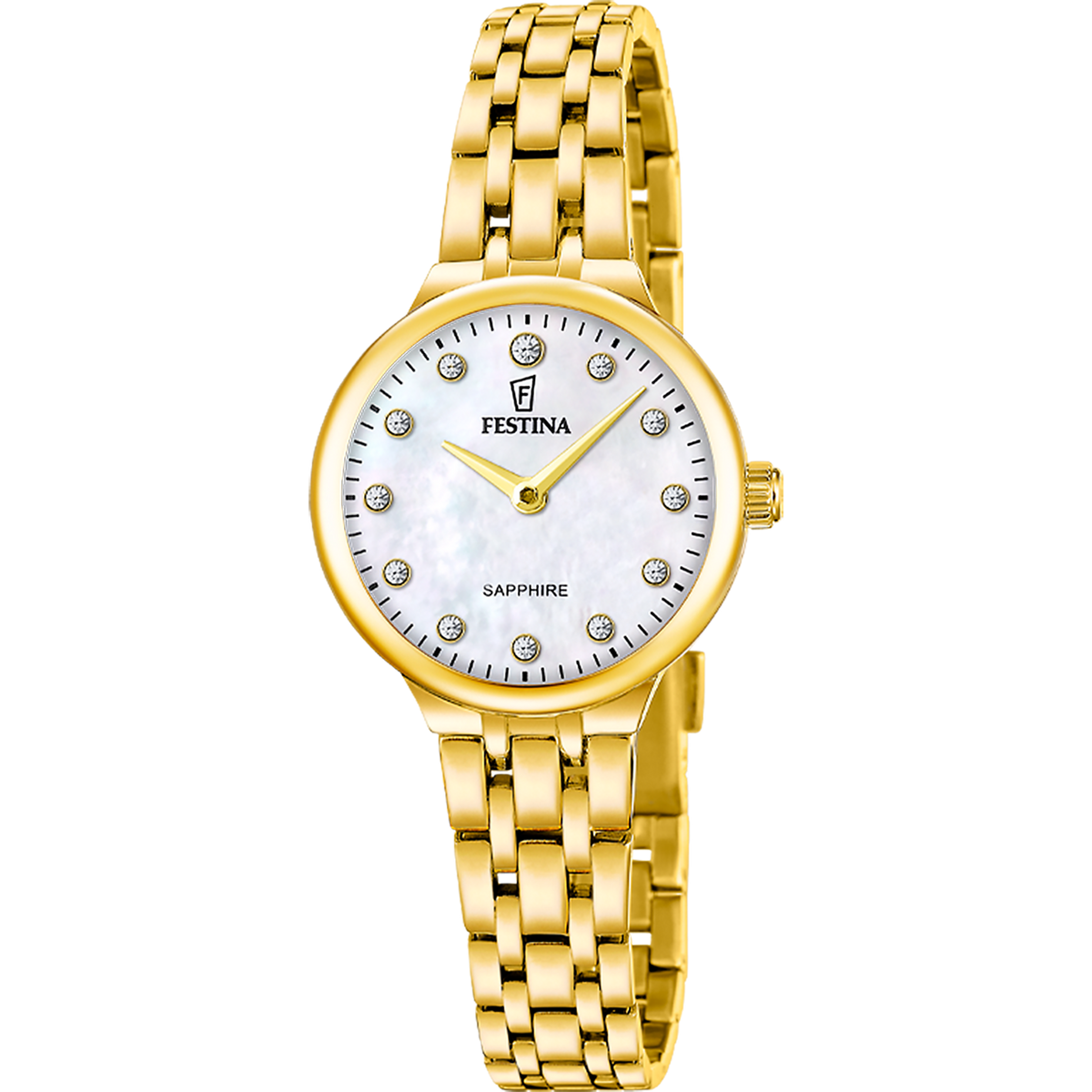 Orologio da donna Festina Mademoiselle, bracciale PVD oro e quadrante bianco, movimento quarzo, 28.5mm - F20745/1