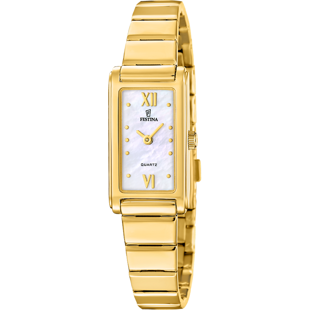 Orologio da donna Festina Mademoiselle, bracciale PVD oro, movimento quarzo, quadrante rettangolare madreperla, 17mm - F20768/1