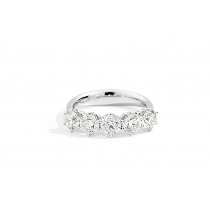 Anniversary Six ring with 5 stones in white gold and diamonds, 0.75ct - R01MZ014/075