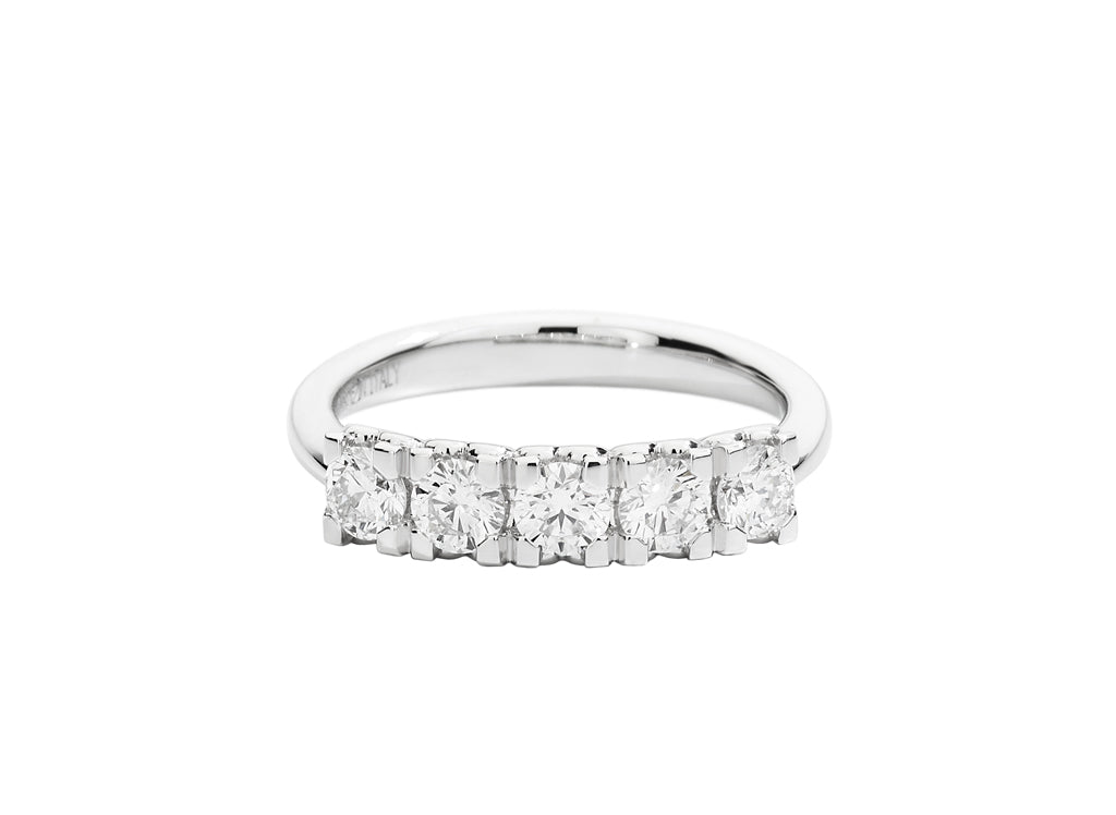 Recarlo Anello veretta a 5 diamanti in oro bianco 18kt 0.25ct - R01MZ031/025