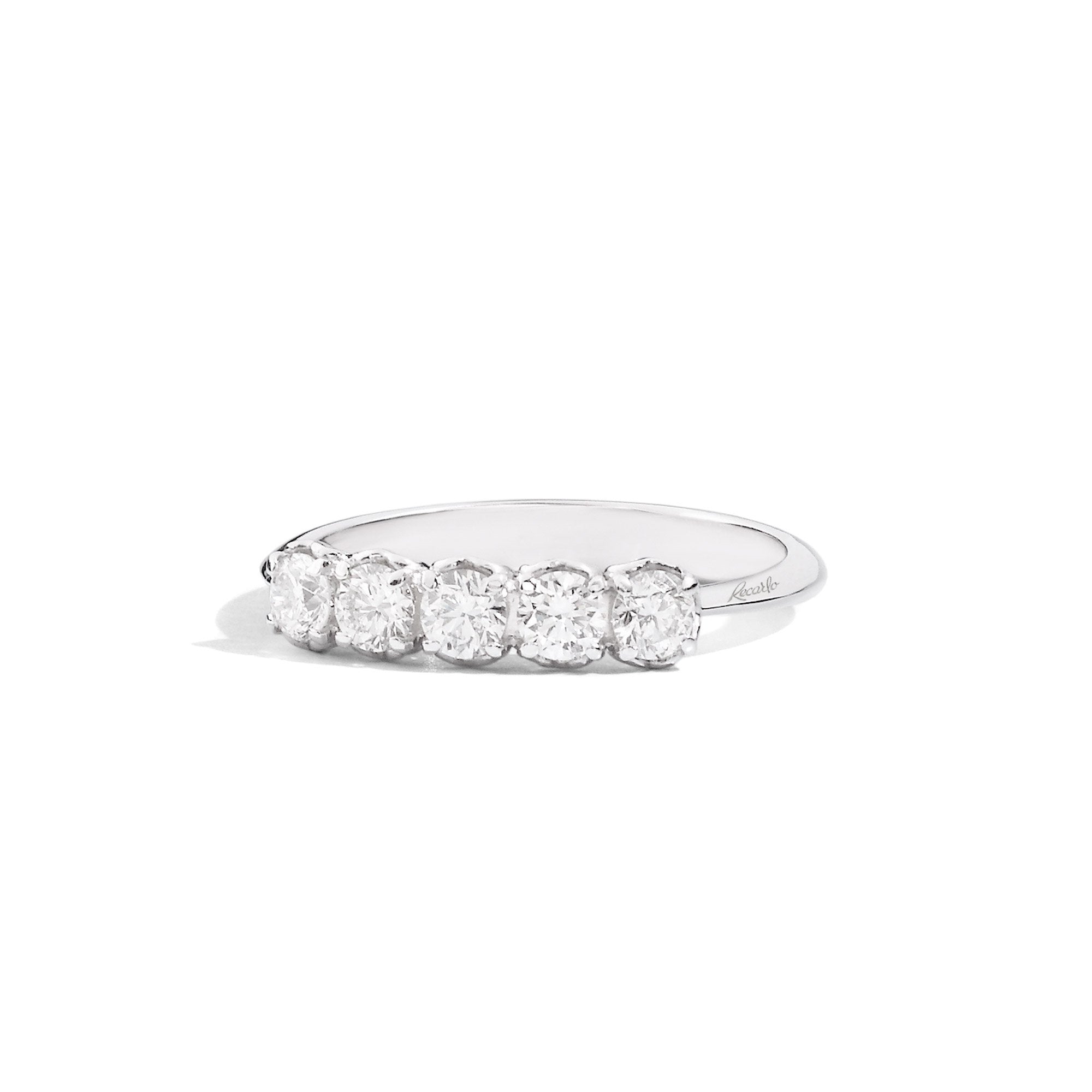 Anello Anniversary con 5 pietre, in oro bianco e diamanti, 0.45ct - R01MZ734/045