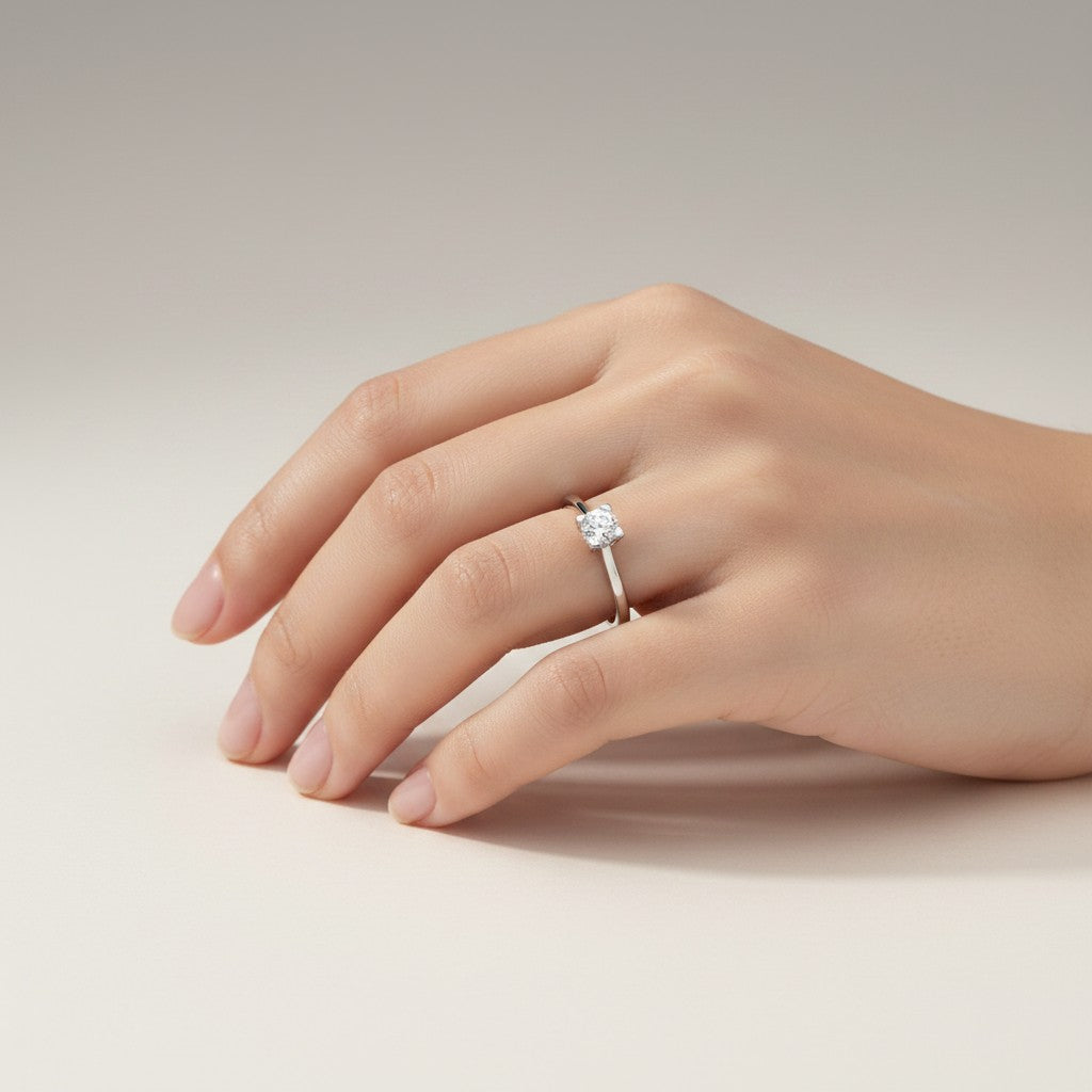 ANELLO SOLITARIO RECARLO, COLLEZIONE ANNIVERSARY, IN ORO BIANCO 18KT E DIAMANTI, 0.10ct - R01SO030/010