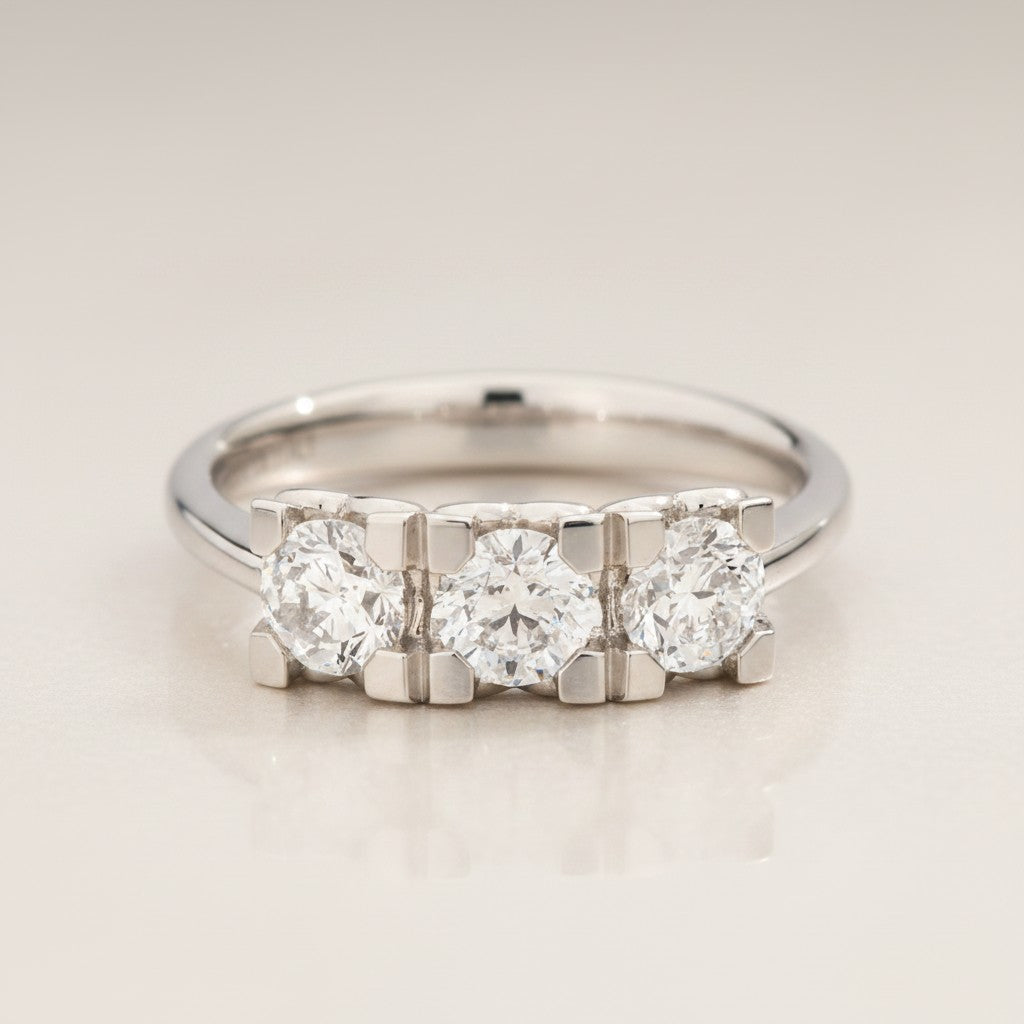 Anello Recarlo Trilogy in oro bianco 18kt e diamanti, 0.24ct - R01TY030/025