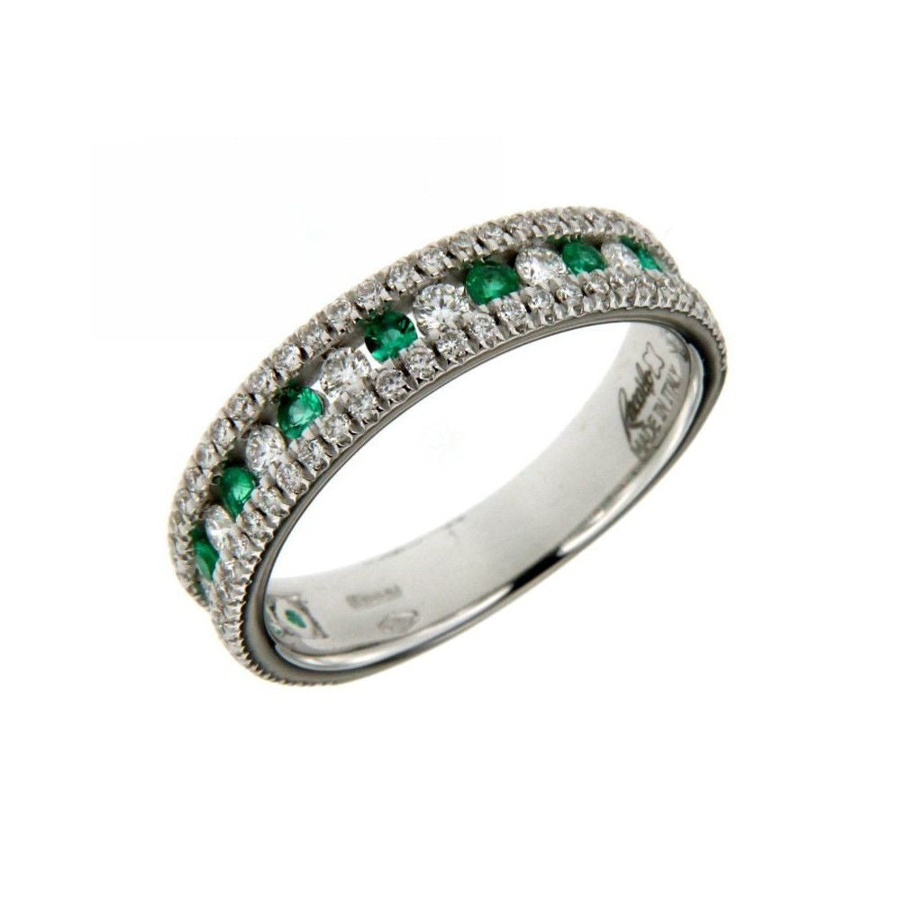 Recarlo Decò ring in white gold, diamonds and emeralds, 0.24ct of emeralds - R10MZ845/SM