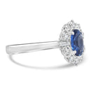 Anello Recarlo in oro bianco 18kt, zaffiro taglio ovale e giro di diamanti, 0.78ct di zaffiro - R79CC108/ZB030