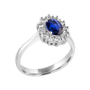 Anello Recarlo in oro bianco 18kt, zaffiro taglio ovale e giro di diamanti, 0.78ct di zaffiro - R79CC108/ZB030