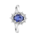 Anello Recarlo in oro bianco 18kt, zaffiro taglio ovale e giro di diamanti, 0.78ct di zaffiro - R79CC108/ZB030