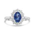 Anello Recarlo in oro bianco 18kt, zaffiro taglio ovale e giro di diamanti, 0.78ct di zaffiro - R79CC108/ZB030