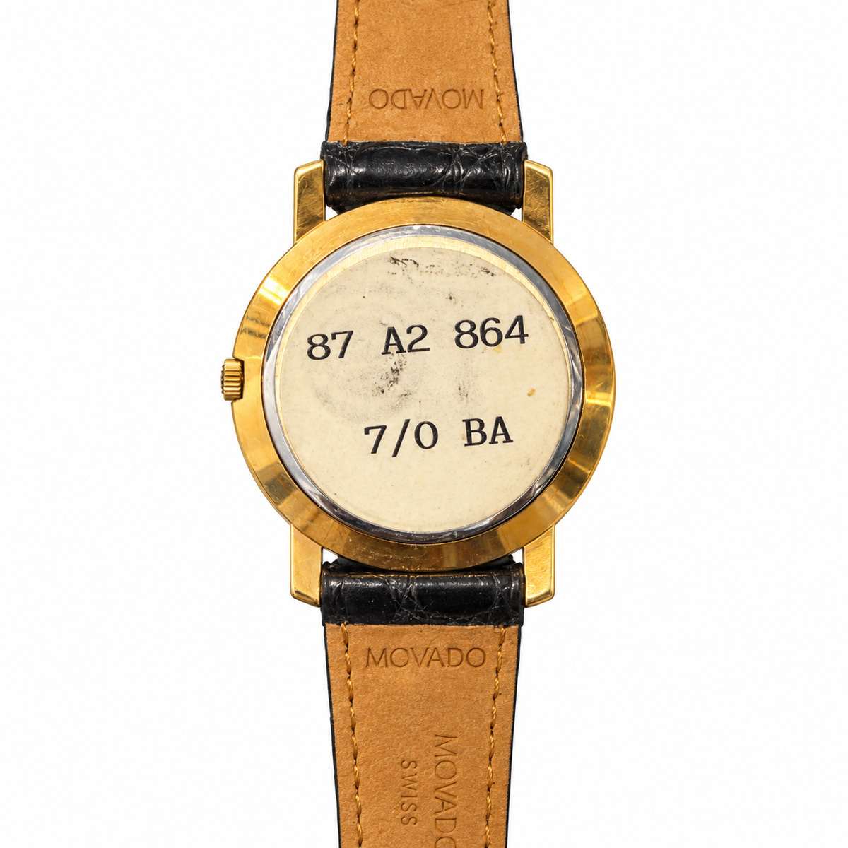 Orologio Movado Museum quadrante bianco e ghiera laminata oro, unisex, movimento quarzo, NOS, 30mm - 87A2864