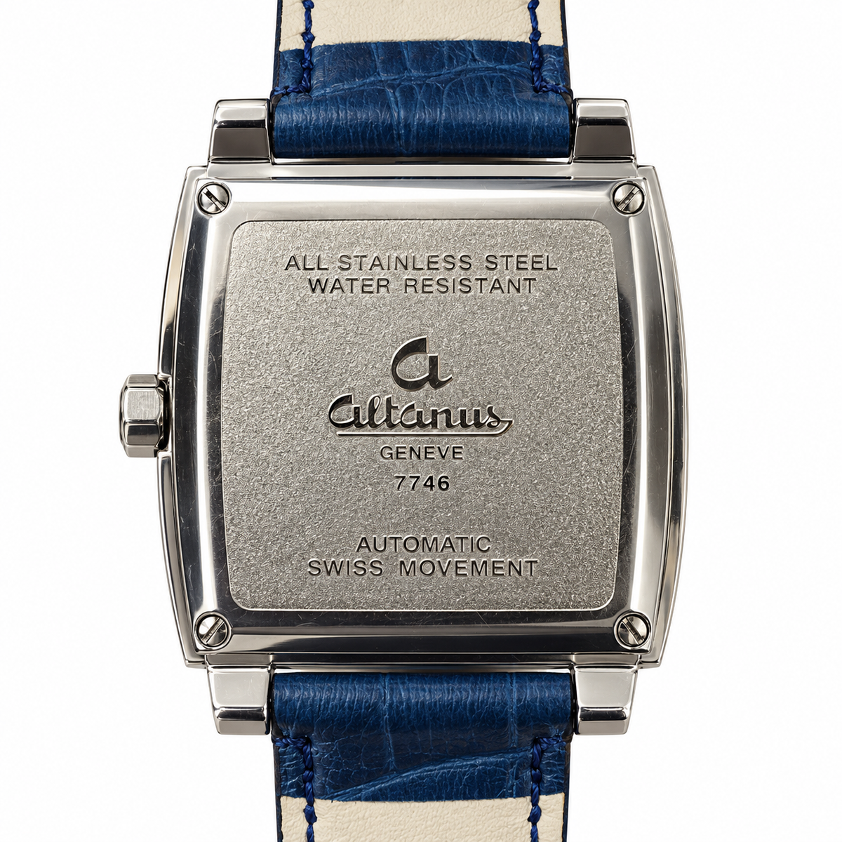 Orologio Altanus Genève — Cassa quadrata in acciaio 33 x 31 mm — Automatico con datario — NOS con corredo originale - 7746