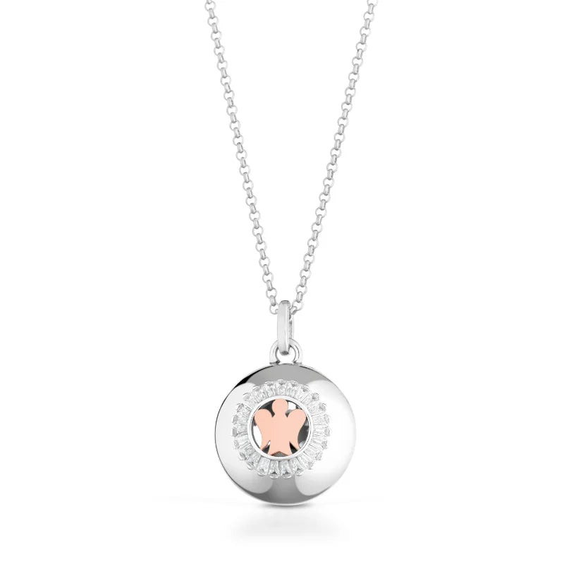 COLLANA roberto giannotti CHIAMA ANGELI in argento con angelo traforato rosato e zirconi - SFA165