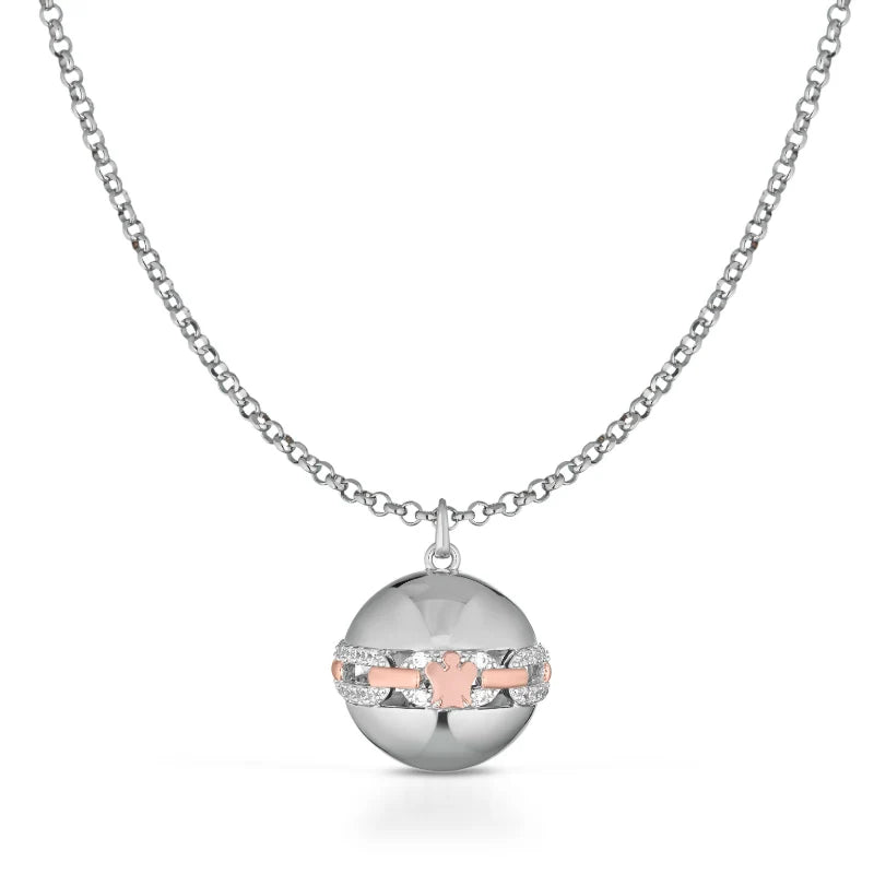 COLLANA ROBERTO GIANNOTTI Chiama Angeli in argento con zirconi e Angelo rosato - SFA168