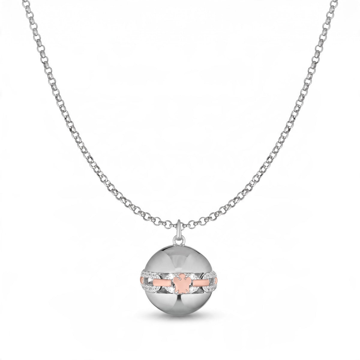 COLLANA ROBERTO GIANNOTTI Chiama Angeli in argento con zirconi e Angelo rosato - SFA168