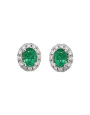 Orecchini Giorgio Visconti smeraldi, in oro bianco 18kt e giro di diamanti, 0.37ct di smeraldi - BB37759S