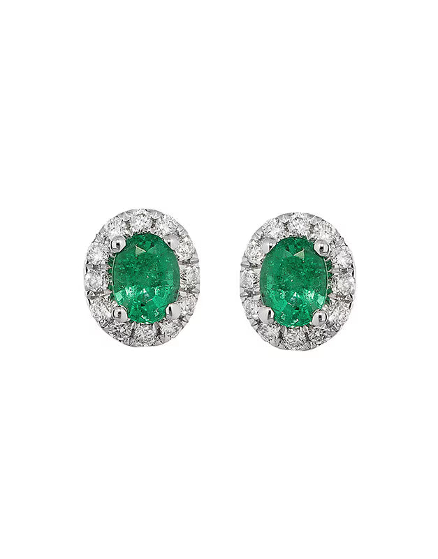 Orecchini Giorgio Visconti smeraldi, in oro bianco 18kt e giro di diamanti, 0.37ct di smeraldi - BB37759S