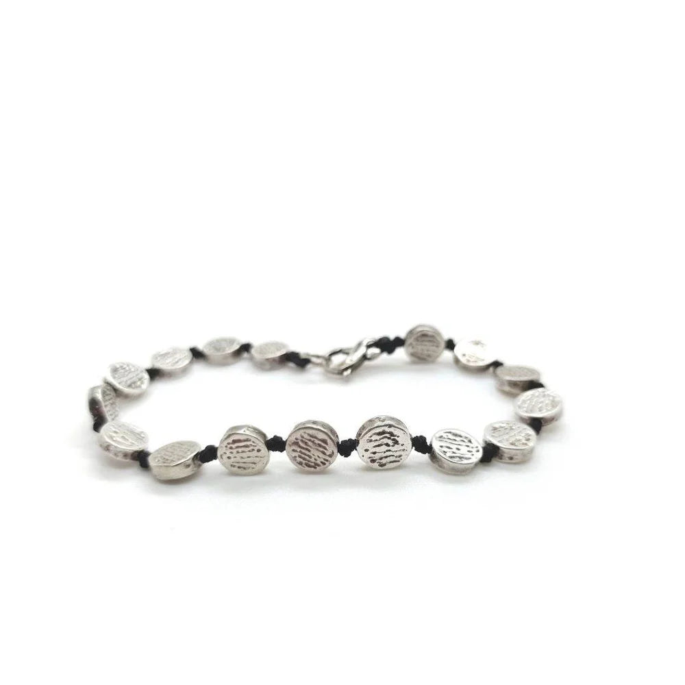 Bracciale Spadarella in argento, da uomo, con nylon nero - SPBR12