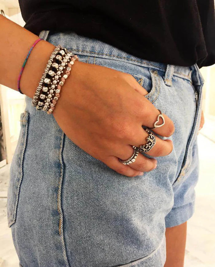 Bracciale Spadarella in argento, UOMO, con dettagli smaltati e catena, colore nero - SPBR628-nero