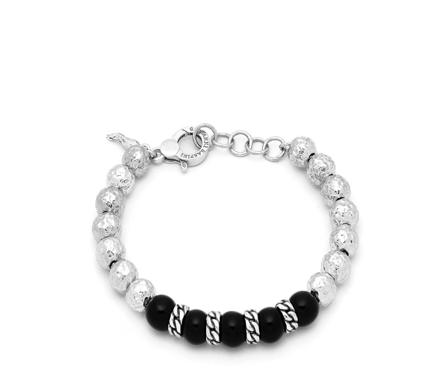 Onyx Spheres And Large Braid Bracelet for men - 11854L