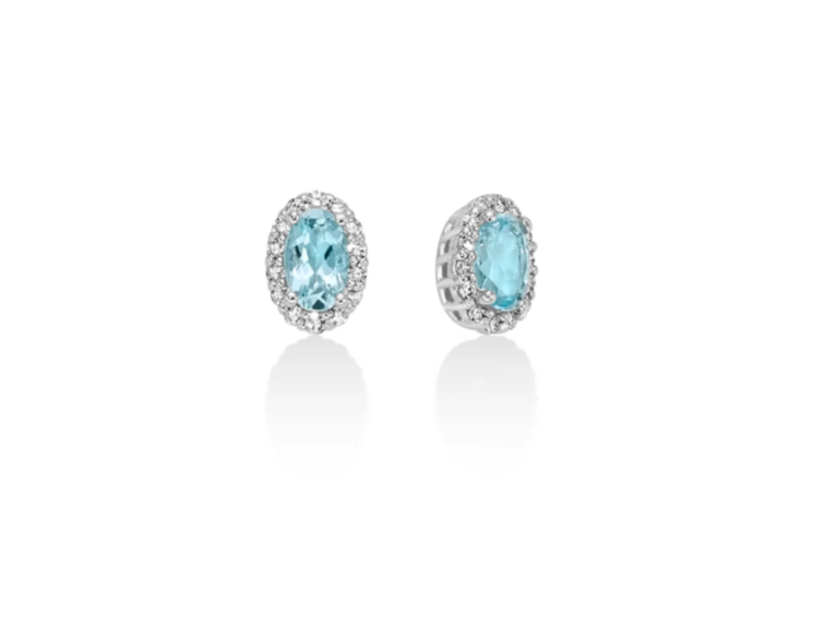 Orecchini Miluna con acquemarine ovali circondate di diamanti in oro bianco 18kt - ERD2997