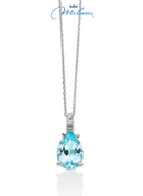 Collana Miluna con Gemma del Cielo a goccia e diamanti in oro bianco 375 - CLD4695X