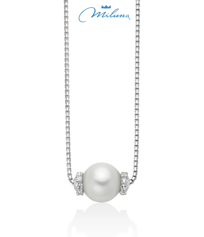 Collana Miluna collezione Eva, con perla Oriente passante in argento - PCL6888