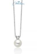 Collana Miluna collezione Eva, in argento con perla Oriente 6,5-7 mm illuminata da un topazio bianco - PCL6884